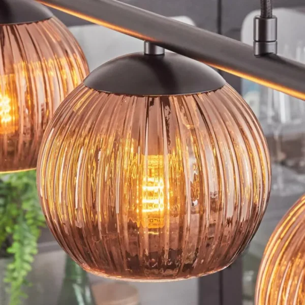 hofstein Koyoto Suspension, Boule lumineuse, Suspension Cuivré, 3 lumières* Lampes Modernes