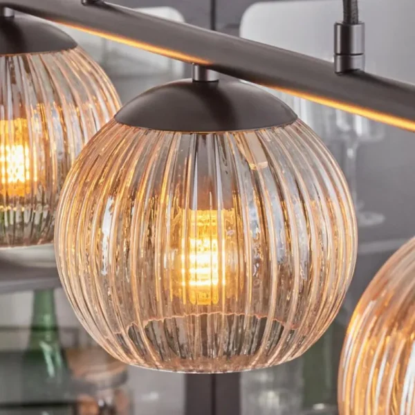 hofstein Koyoto Suspension, Boule lumineuse, Suspension Ambre, Clair, 3 lumières* Lampes Modernes
