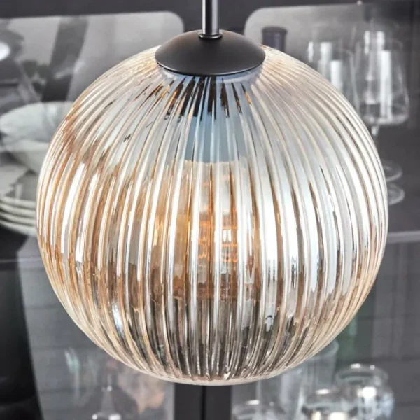 hofstein Koyoto Suspension, Boule lumineuse 35 cm Ambre, Clair, 4 lumières* Lampes Modernes