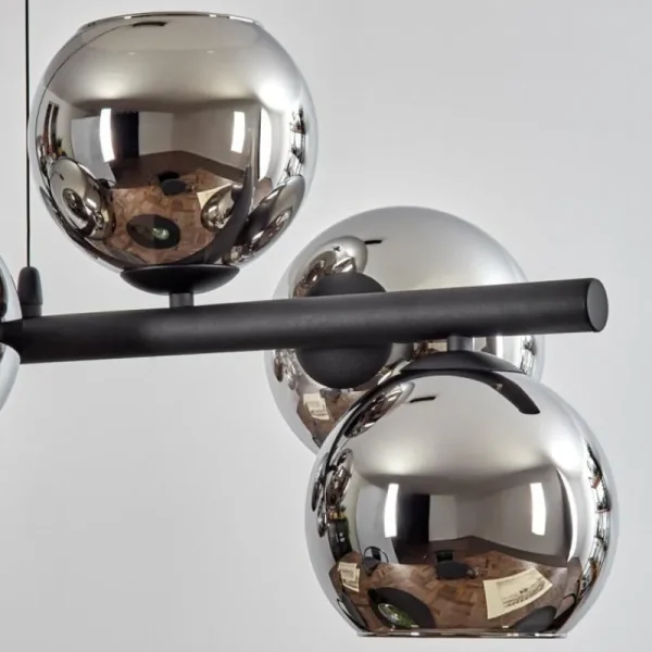 hofstein Koyoto Suspension, Boule lumineuse, Suspension Chrome, Fumé, 8 lumières* Lampes Modernes