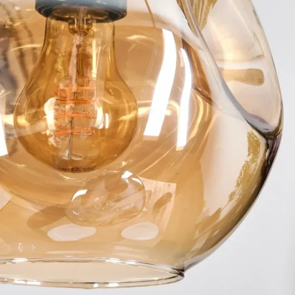 hofstein Koyoto Suspension, Boule lumineuse, Suspension, Suspension grappe Ambre, Clair, Fumé, 3 lumières* Lampes Modernes