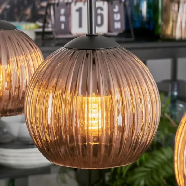 hofstein Koyoto Suspension, Boule lumineuse, Suspension Cuivré, 3 lumières* Lampes Modernes