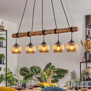 hofstein Koyoto Suspension, Boule lumineuse, Suspension Écru, Noir, 5 lumières* Lampes Modernes