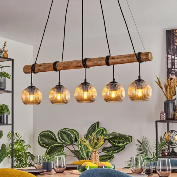 hofstein Koyoto Suspension, Boule lumineuse, Suspension Écru, Noir, 5 lumières* Lampes Modernes