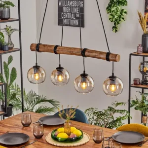 hofstein Koyoto Suspension, Boule lumineuse, Suspension Écru, Noir, 4 lumières* Lampes Modernes