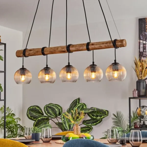 hofstein Koyoto Suspension, Boule lumineuse, Suspension Écru, Noir, 5 lumières* Lampes Modernes