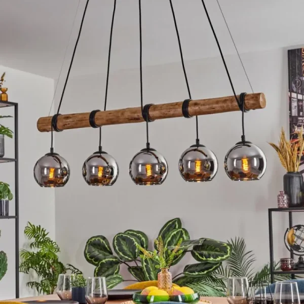 hofstein Koyoto Suspension, Boule lumineuse, Suspension Écru, Noir, 5 lumières* Lampes Modernes