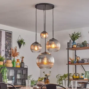 hofstein Koyoto Suspension, Boule lumineuse, Suspension Clair, Fumé, 4 lumières* Lampes Modernes