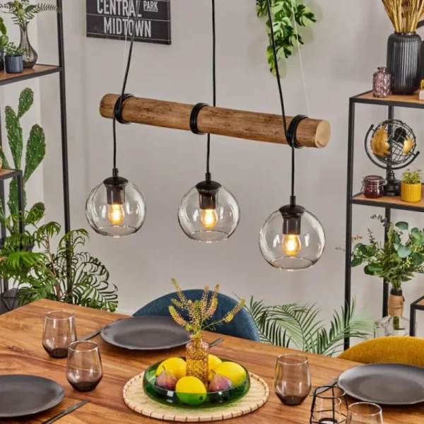 hofstein Koyoto Suspension, Boule lumineuse, Suspension Écru, Noir, 3 lumières* Lampes Modernes