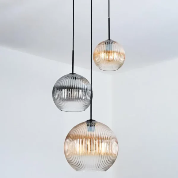 hofstein Koyoto Suspension, Boule lumineuse, Suspension, Suspension grappe Noir, 3 lumières* Lampes Modernes