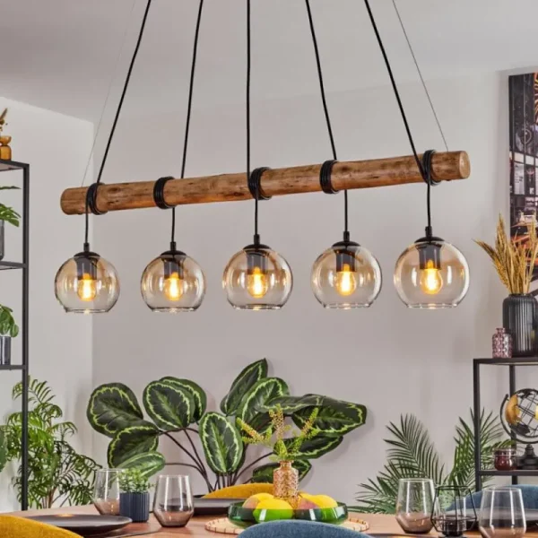 hofstein Koyoto Suspension, Boule lumineuse, Suspension Écru, Noir, 5 lumières* Lampes Modernes