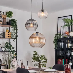 hofstein Koyoto Suspension, Boule lumineuse, Suspension 30 cm Noir, 3 lumières* Lampes Modernes