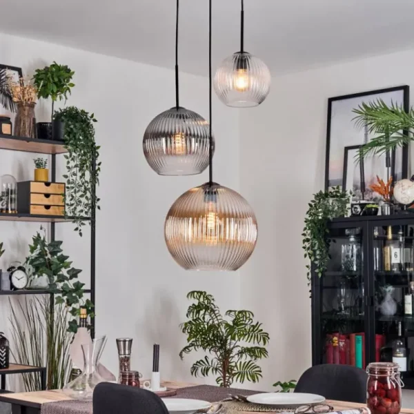 hofstein Koyoto Suspension, Boule lumineuse, Suspension 30 cm Noir, 3 lumières* Lampes Modernes