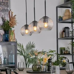 hofstein Koyoto Suspension, Boule lumineuse, Suspension Clair, 3 lumières* Lampes Modernes