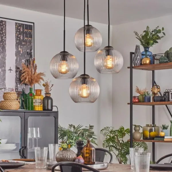 hofstein Koyoto Suspension, Boule lumineuse 35 cm Clair, 4 lumières* Lampes Modernes