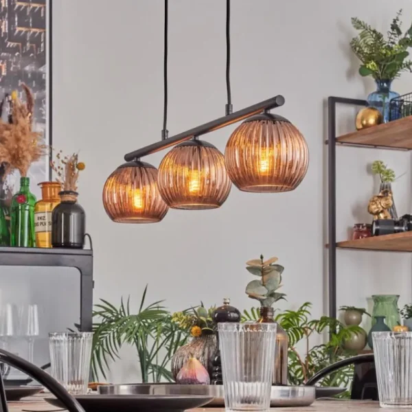 hofstein Koyoto Suspension, Boule lumineuse, Suspension Cuivré, 3 lumières* Lampes Modernes
