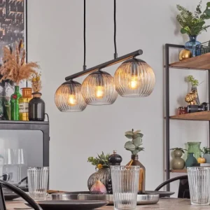 hofstein Koyoto Suspension, Boule lumineuse, Suspension Ambre, Clair, 3 lumières* Lampes Modernes