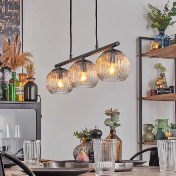 hofstein Koyoto Suspension, Boule lumineuse, Suspension Ambre, Clair, 3 lumières* Lampes Modernes