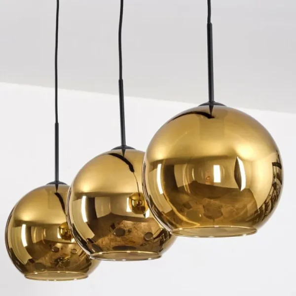 hofstein Koyoto Suspension, Boule lumineuse, Suspension Noir, 3 lumières* Lampes En Verre