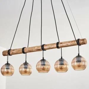hofstein Koyoto Suspension, Boule lumineuse, Suspension Écru, Noir, 5 lumières* Lampes Modernes