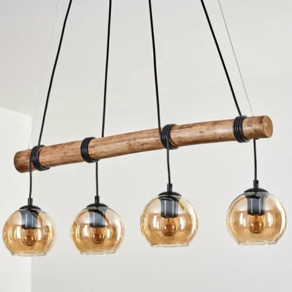 hofstein Koyoto Suspension, Boule lumineuse, Suspension Écru, Noir, 4 lumières* Lampes Modernes