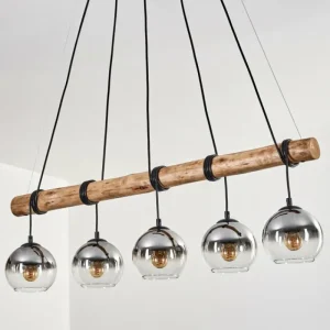 hofstein Koyoto Suspension, Boule lumineuse, Suspension Écru, Noir, 5 lumières* Lampes Modernes