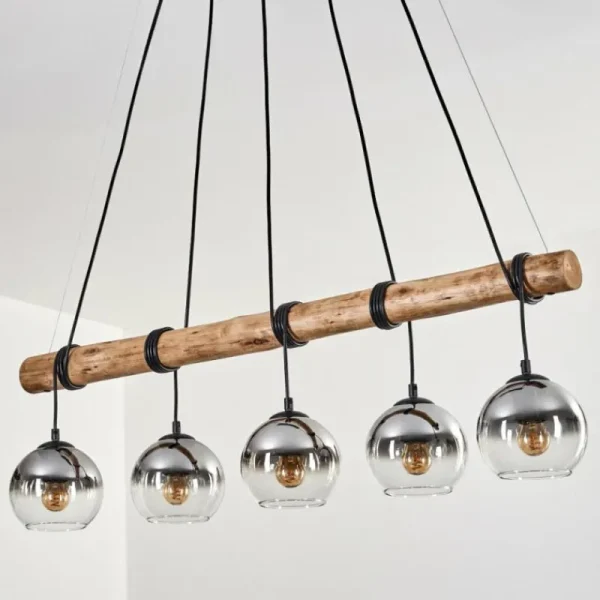 hofstein Koyoto Suspension, Boule lumineuse, Suspension Écru, Noir, 5 lumières* Lampes Modernes