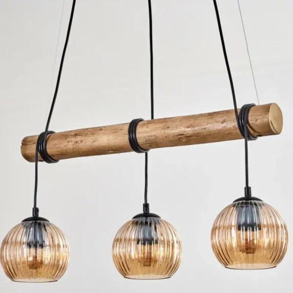 hofstein Koyoto Suspension, Boule lumineuse, Suspension Écru, Noir, 3 lumières* Lampes Modernes