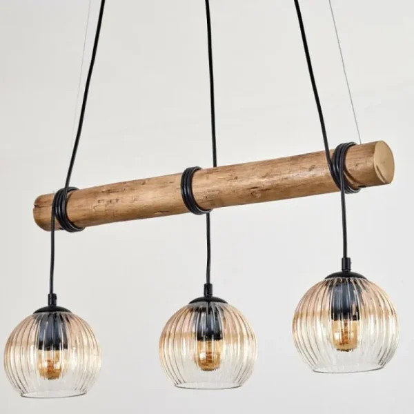 hofstein Koyoto Suspension, Boule lumineuse, Suspension Écru, Noir, 3 lumières* Lampes Modernes