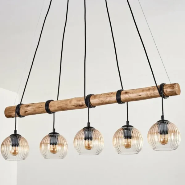 hofstein Koyoto Suspension, Boule lumineuse, Suspension Écru, Noir, 5 lumières* Lampes Modernes