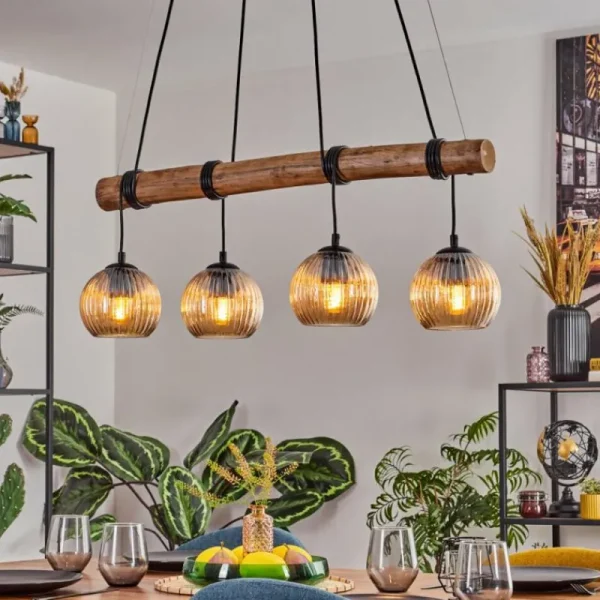 hofstein Koyoto Suspension, Boule lumineuse, Suspension Écru, Noir, 4 lumières* Lampes Modernes