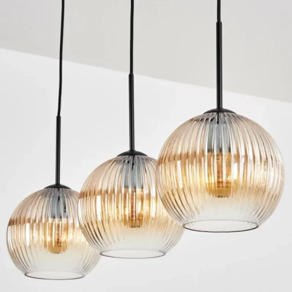 hofstein Koyoto Suspension, Boule lumineuse, Suspension Ambre, Clair, 3 lumières* Lampes Modernes