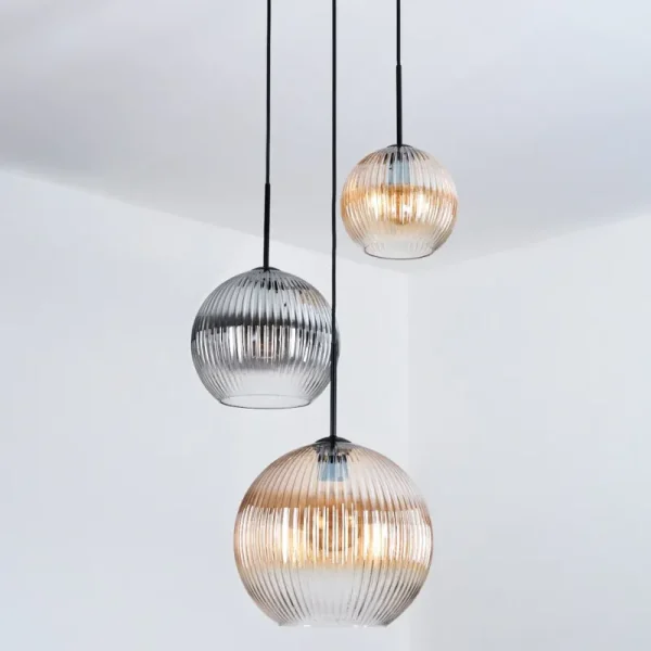 hofstein Koyoto Suspension, Boule lumineuse, Suspension, Suspension grappe Noir, 3 lumières* Lampes Modernes