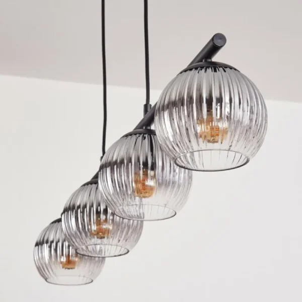 hofstein Koyoto Suspension, Boule lumineuse, Suspension Clair, Fumé, 4 lumières* Lampes Modernes