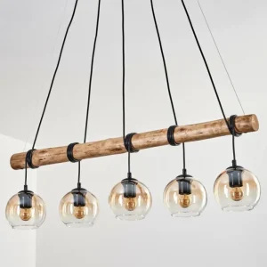 hofstein Koyoto Suspension, Boule lumineuse, Suspension Écru, Noir, 5 lumières* Lampes Modernes