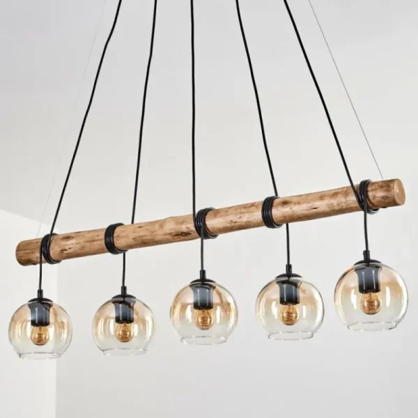 hofstein Koyoto Suspension, Boule lumineuse, Suspension Écru, Noir, 5 lumières* Lampes Modernes