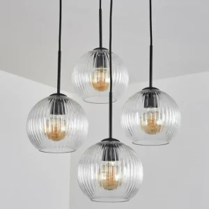 hofstein Koyoto Suspension, Boule lumineuse 35 cm Clair, 4 lumières* Lampes Modernes