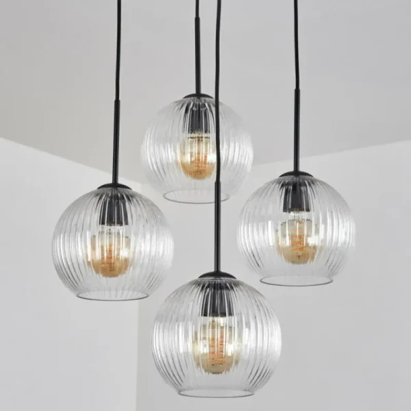 hofstein Koyoto Suspension, Boule lumineuse 35 cm Clair, 4 lumières* Lampes Modernes