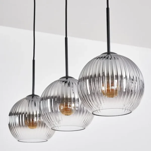 hofstein Koyoto Suspension, Boule lumineuse, Suspension Clair, Fumé, 3 lumières* Lampes Modernes