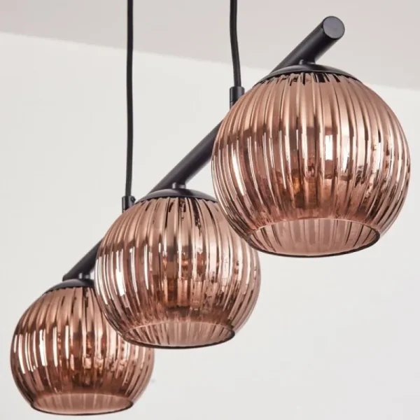 hofstein Koyoto Suspension, Boule lumineuse, Suspension Cuivré, 3 lumières* Lampes Modernes