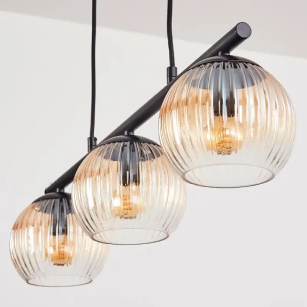 hofstein Koyoto Suspension, Boule lumineuse, Suspension Ambre, Clair, 3 lumières* Lampes Modernes