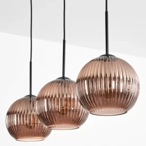 hofstein Koyoto Suspension, Boule lumineuse, Suspension Cuivré, 3 lumières* Lampes Modernes