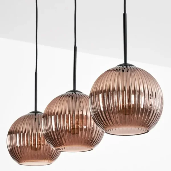 hofstein Koyoto Suspension, Boule lumineuse, Suspension Cuivré, 3 lumières* Lampes Modernes