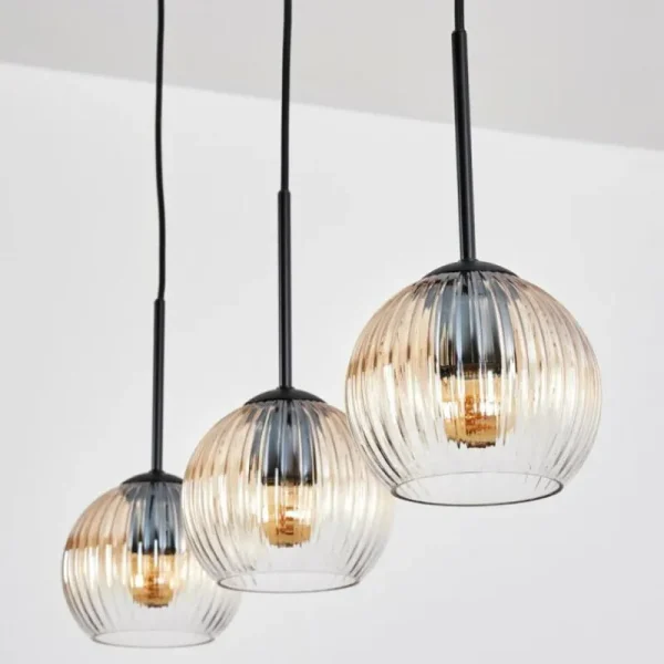 hofstein Koyoto Suspension, Boule lumineuse, Suspension Ambre, Clair, 3 lumières* Lampes Modernes