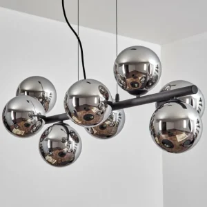 hofstein Koyoto Suspension, Boule lumineuse, Suspension Chrome, Fumé, 8 lumières* Lampes Modernes