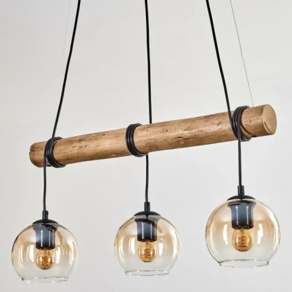 hofstein Koyoto Suspension, Boule lumineuse, Suspension Écru, Noir, 3 lumières* Lampes Modernes