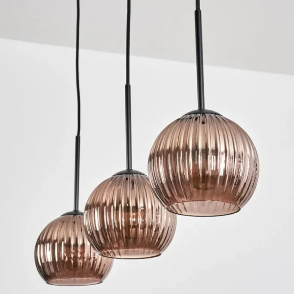 hofstein Koyoto Suspension, Boule lumineuse, Suspension Cuivré, 3 lumières* Lampes Modernes