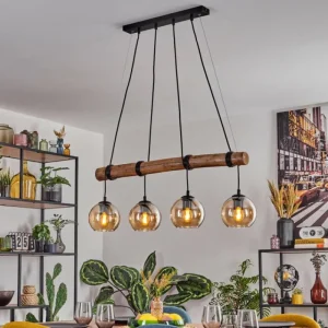 hofstein Koyoto Suspension, Boule lumineuse, Suspension Écru, Noir, 4 lumières* Lampes Modernes