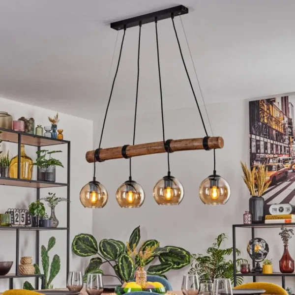 hofstein Koyoto Suspension, Boule lumineuse, Suspension Écru, Noir, 4 lumières* Lampes Modernes
