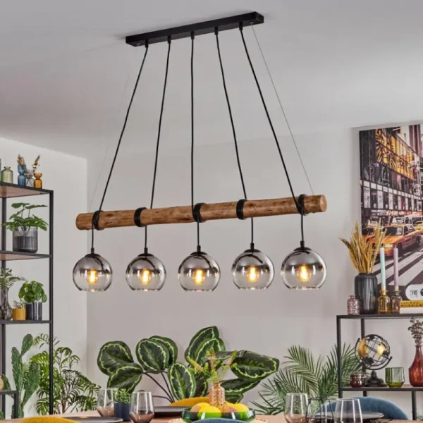 hofstein Koyoto Suspension, Boule lumineuse, Suspension Écru, Noir, 5 lumières* Lampes Modernes